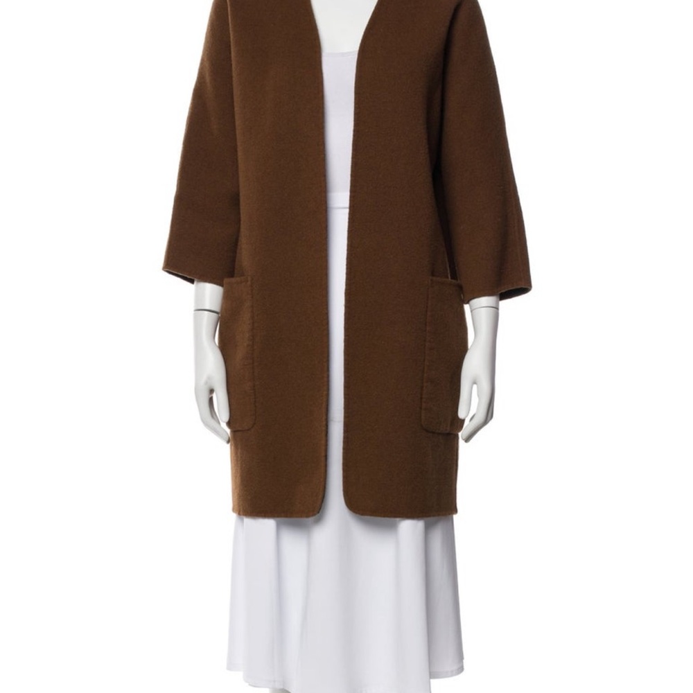 Vince Chestnut Brown Wool-Blend Open Coat